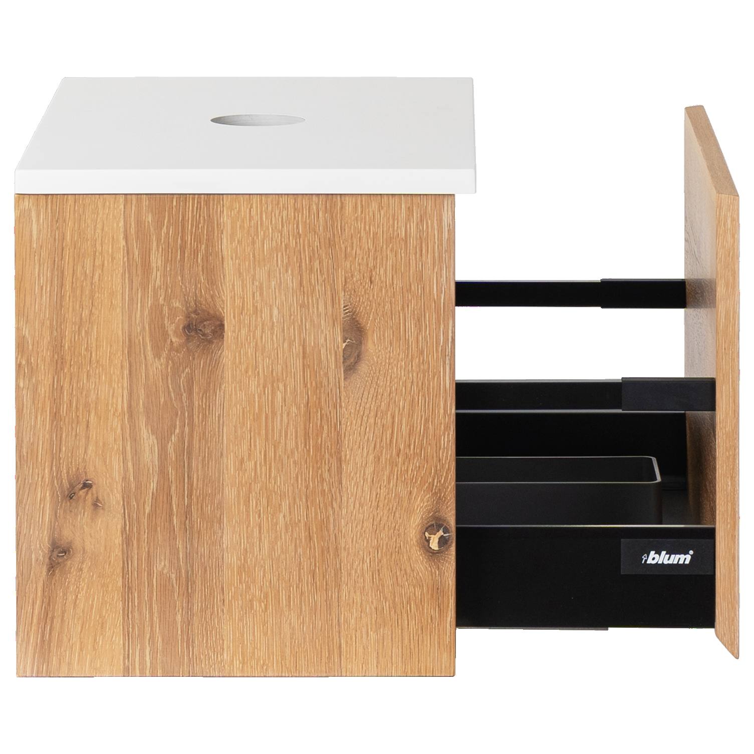 Alero 60 White Resin Top Wall Hung Vanity, Acacia Tan