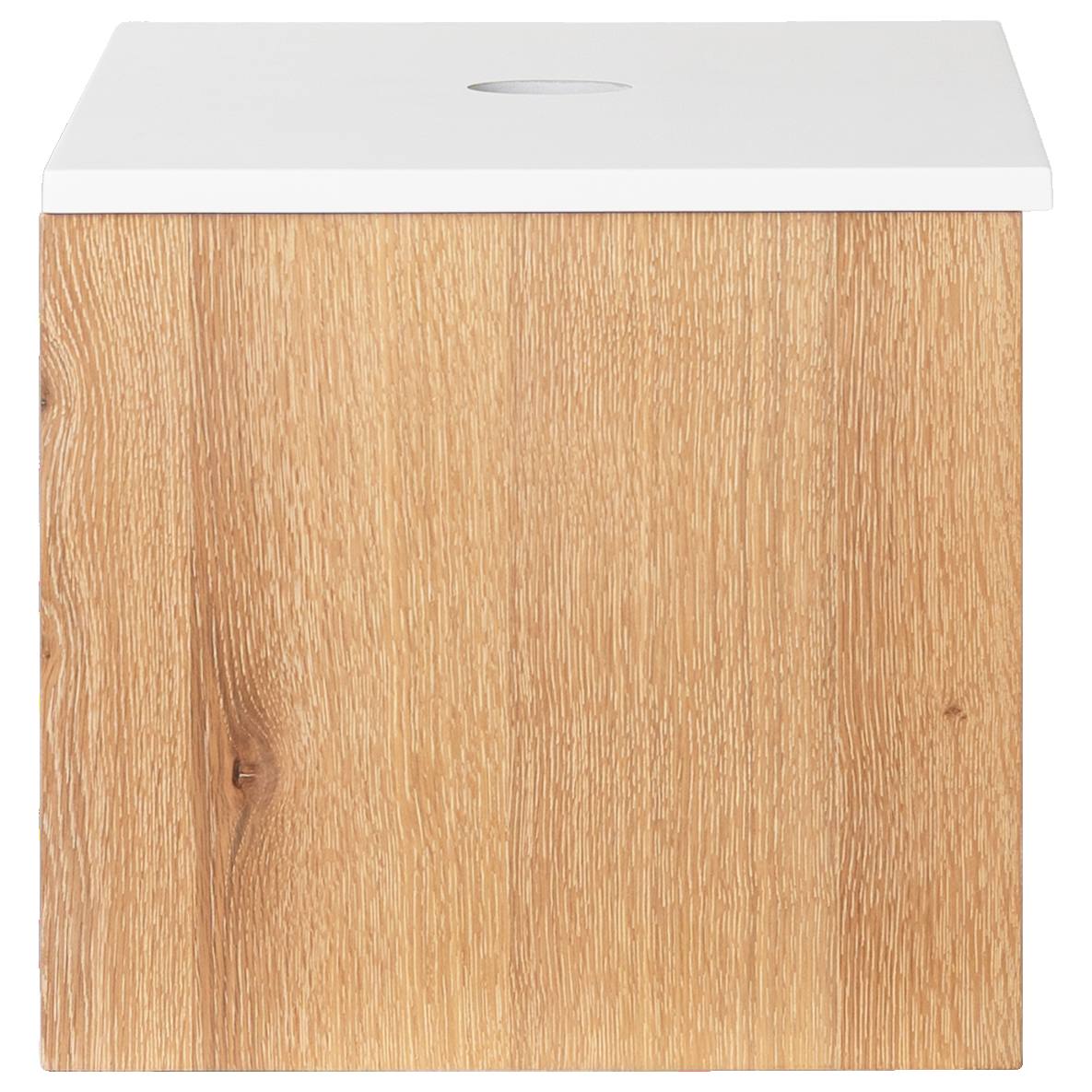 Alero 75 White Resin Top Wall Hung Vanity, Acacia Tan