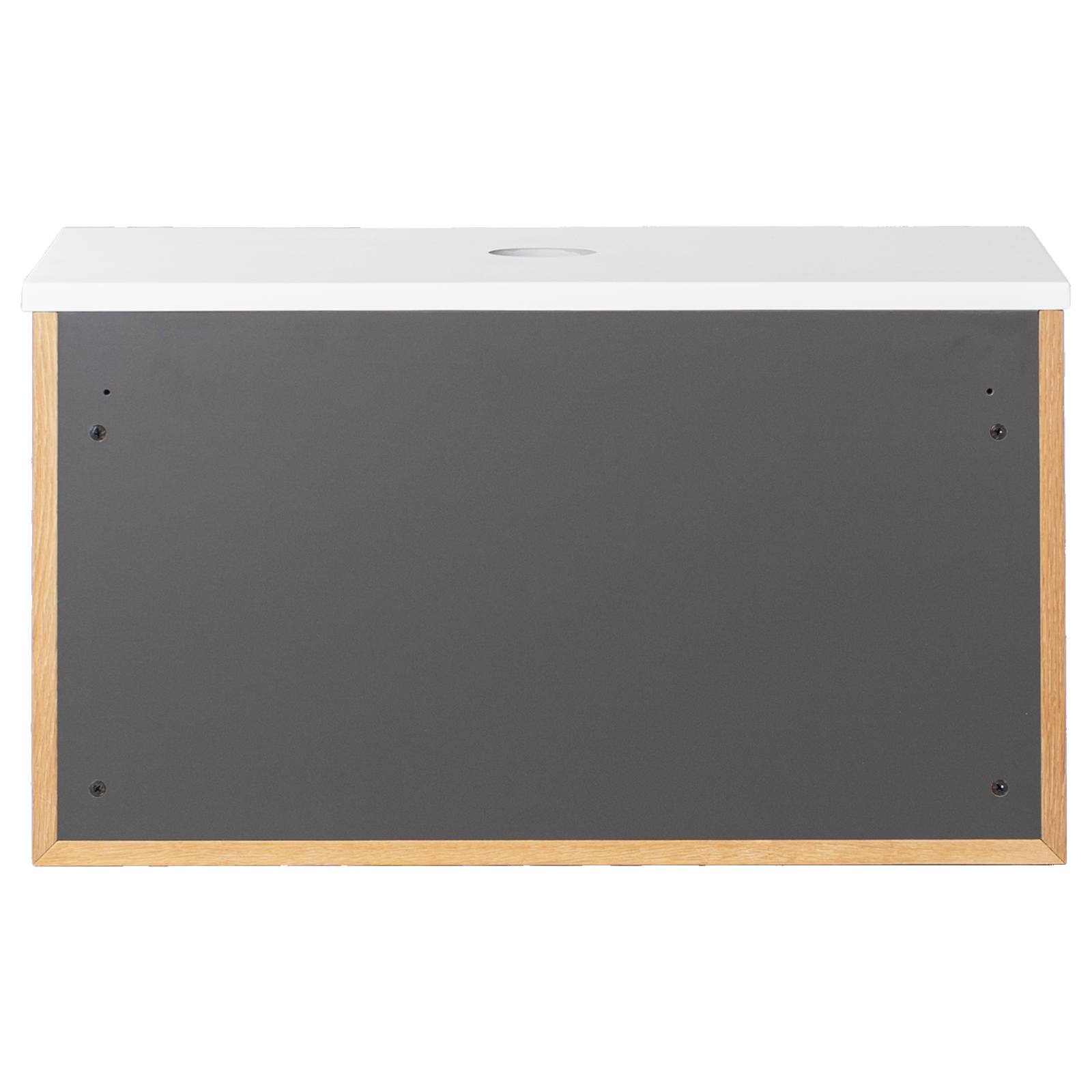 Alero 75 White Resin Top Wall Hung Vanity, Acacia Tan