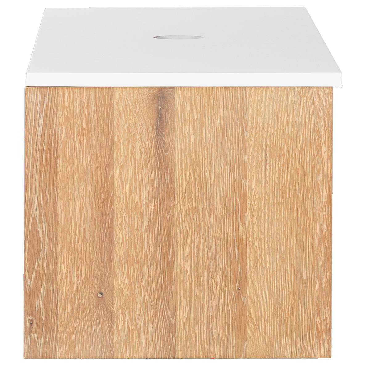 Alero 120 White Resin Top Wall Hung Vanity, Acacia Tan