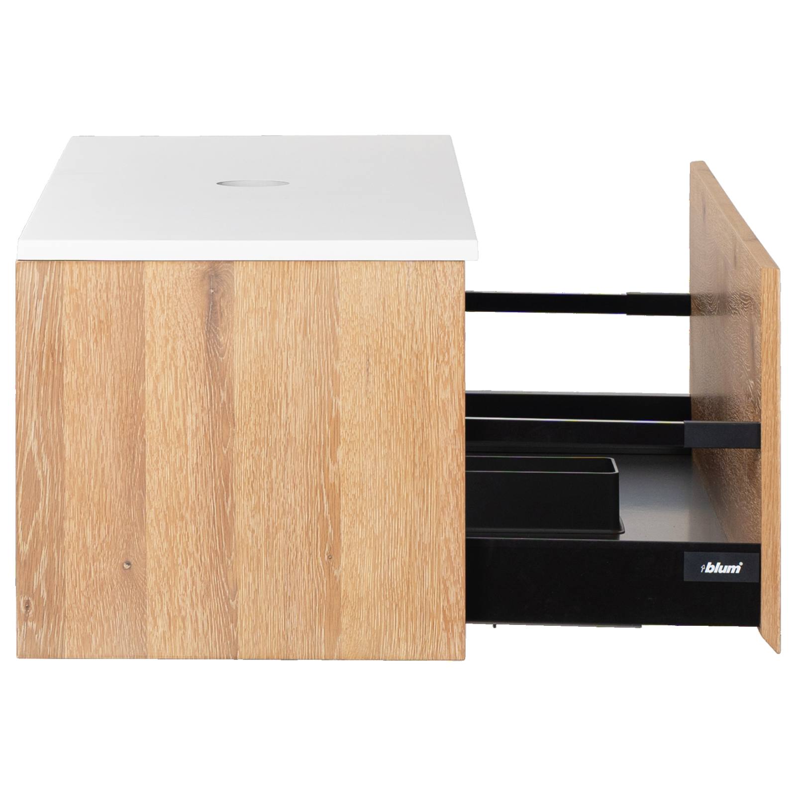 Alero 120 White Resin Top Wall Hung Vanity, Acacia Tan