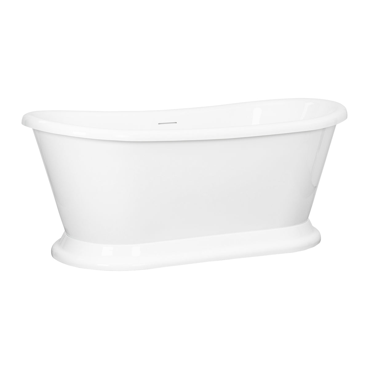 Classic Double Ended 158cm Freestanding Acrylic Bath with Overflow & Waste, Gloss White
