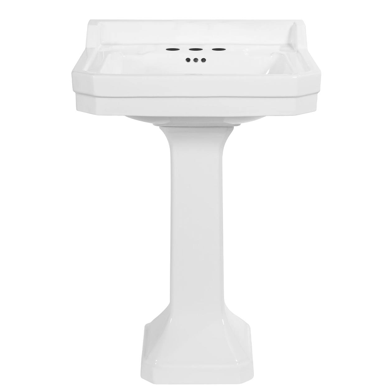 Emile 60cm 3 Tap Hole Pedestal Basin, White