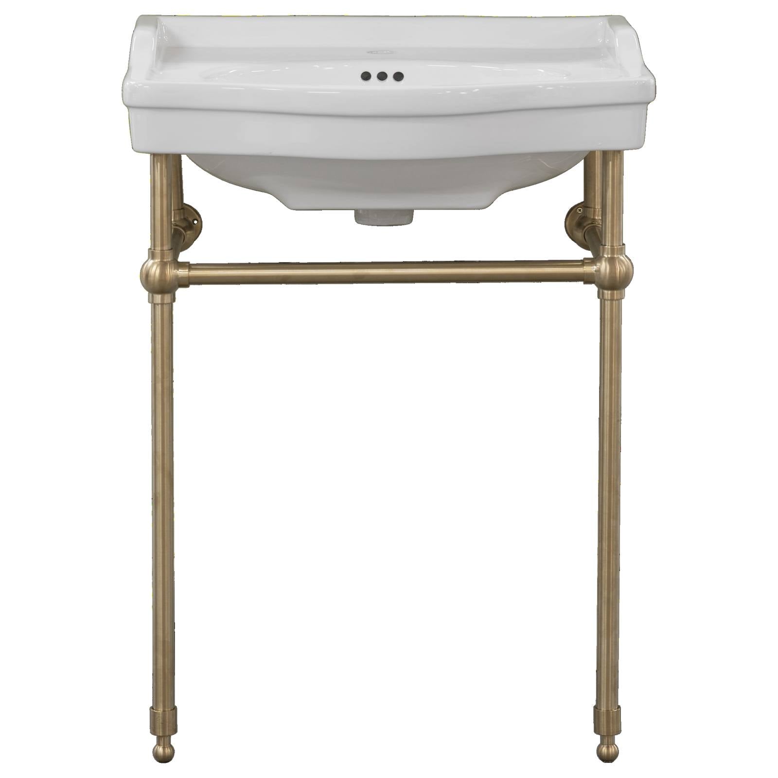 Bristol 62cm 1 Tap Hole Console Basin, White & Brushed Gold