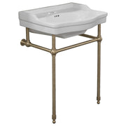 Bristol 62cm 1 Tap Hole Console Basin, White & Brushed Gold