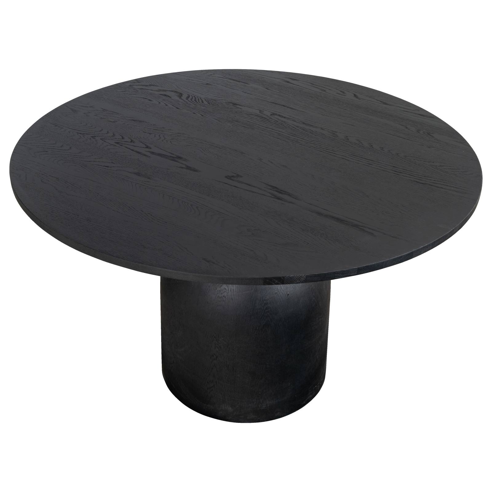 Roshan 120cm Round Oak Top Dining Table, Black