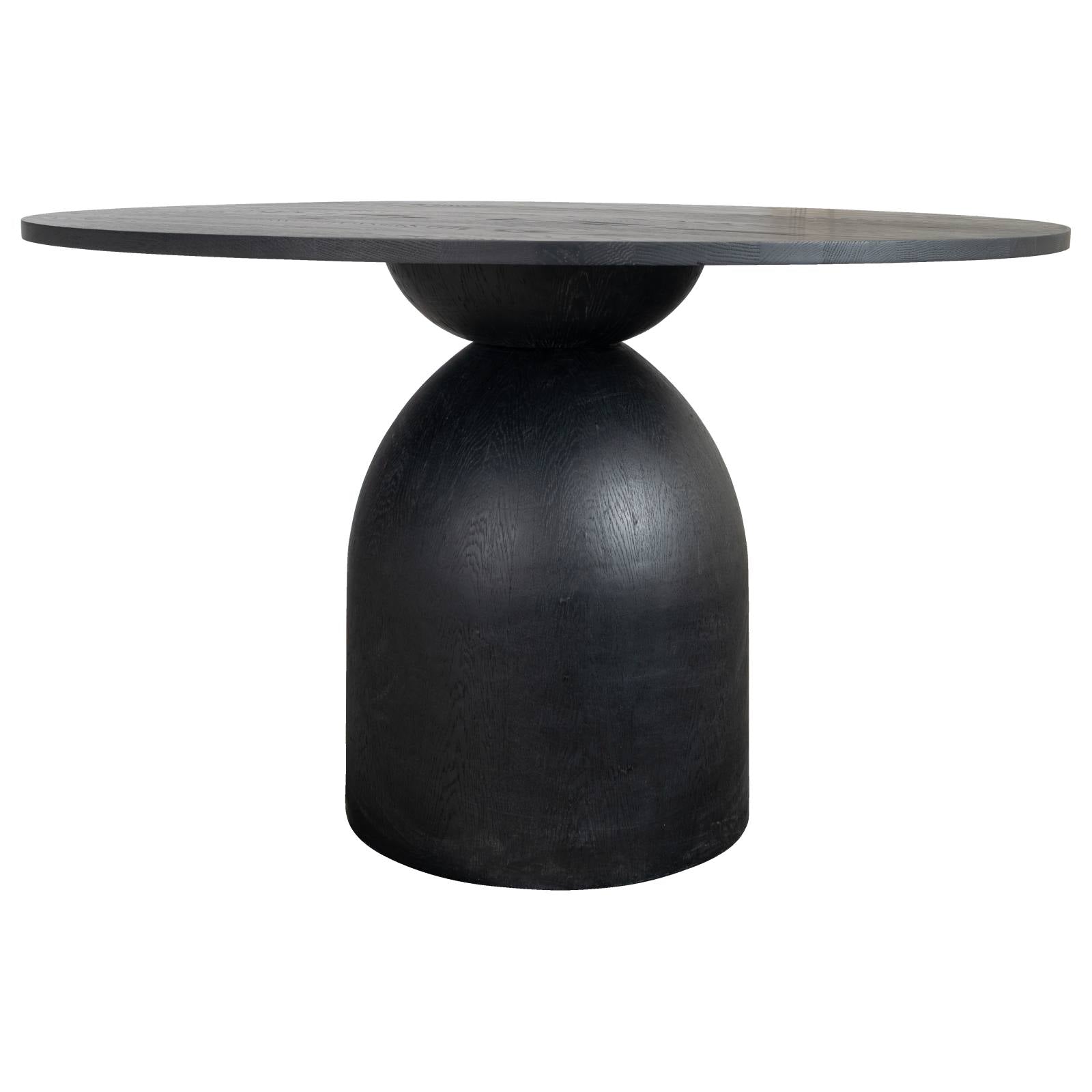 Roshan 120cm Round Oak Top Dining Table, Black