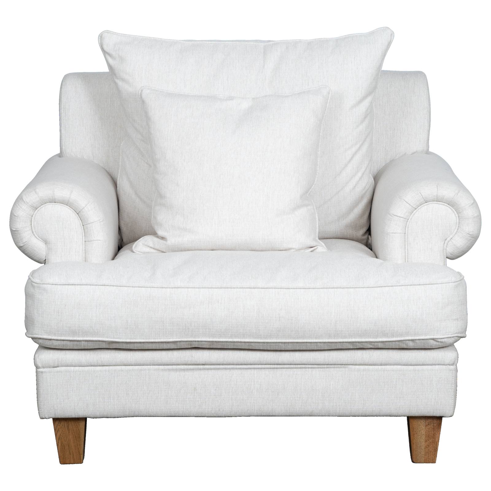 Laura Fabric Armchair, Pearl White