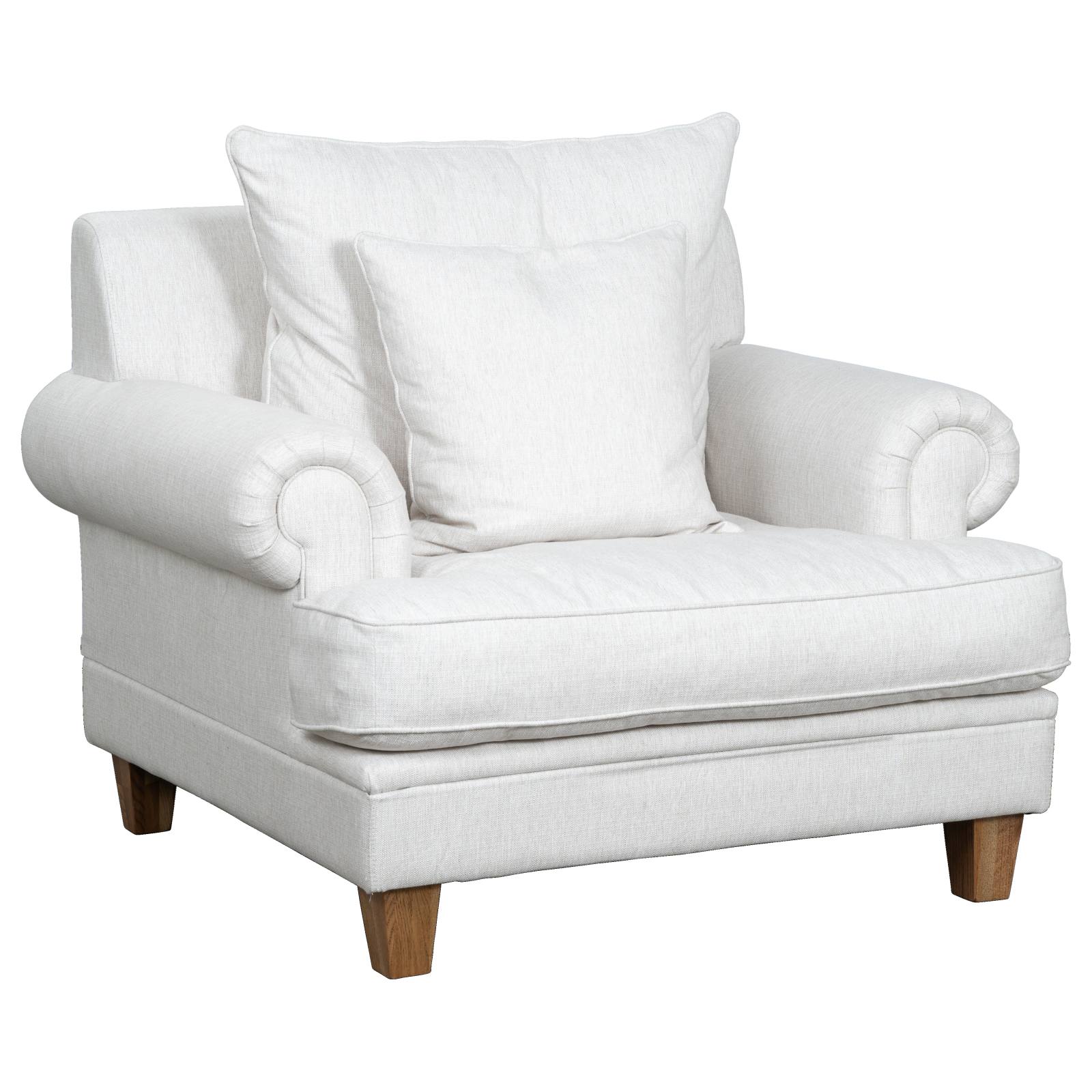 Laura Fabric Armchair, Pearl White