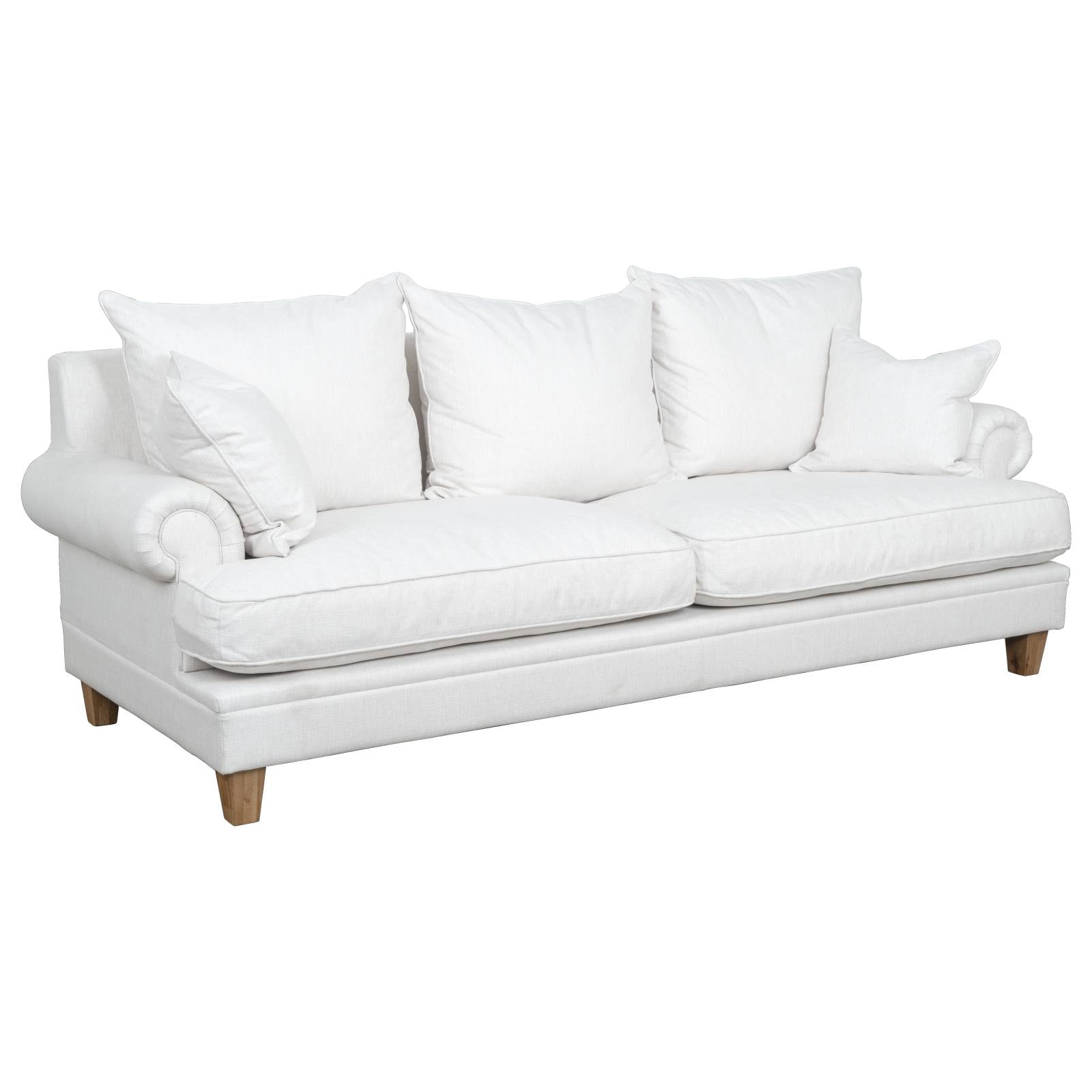 Laura 3 Seater Fabric Sofa, Pearl White