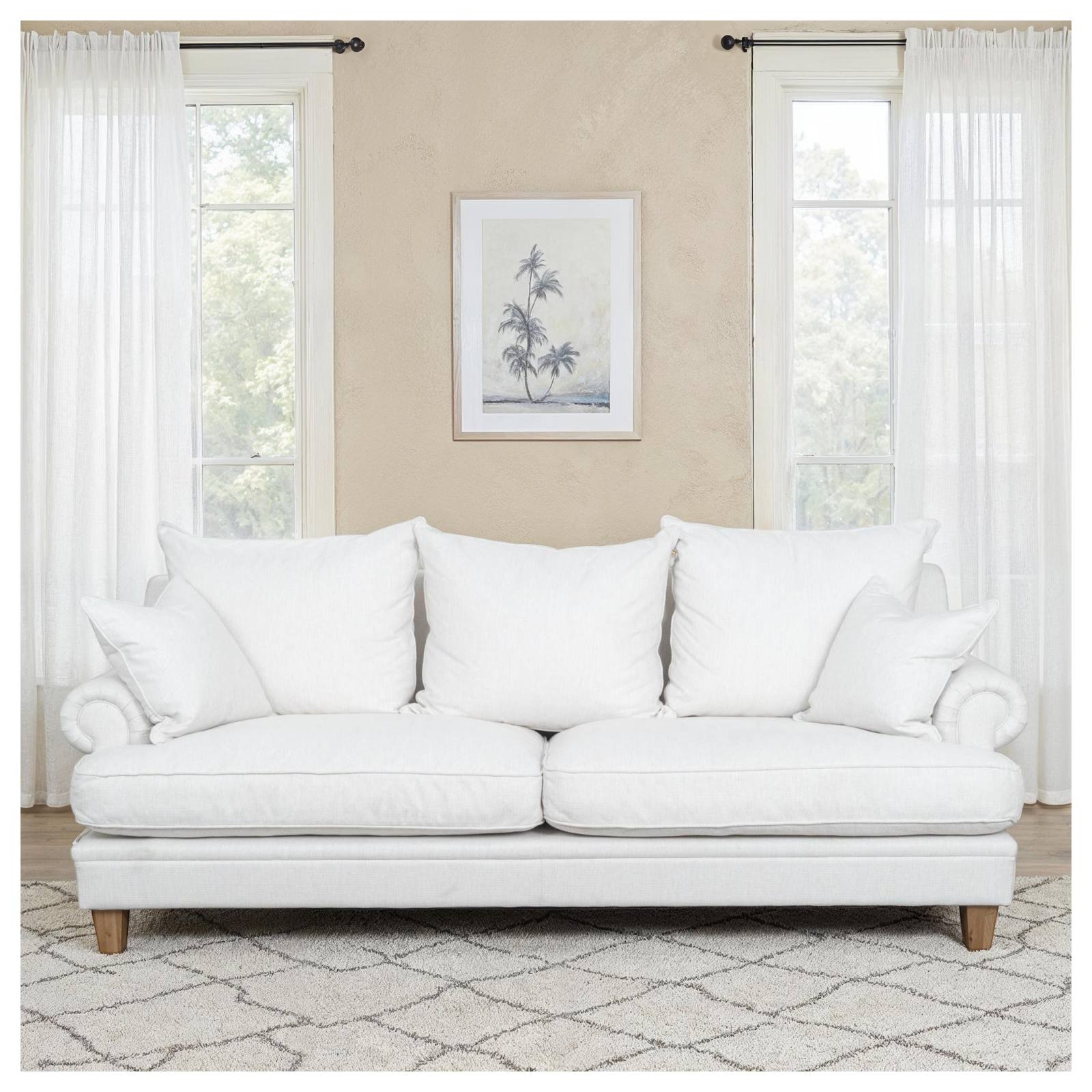 Laura 3 Seater Fabric Sofa, Pearl White