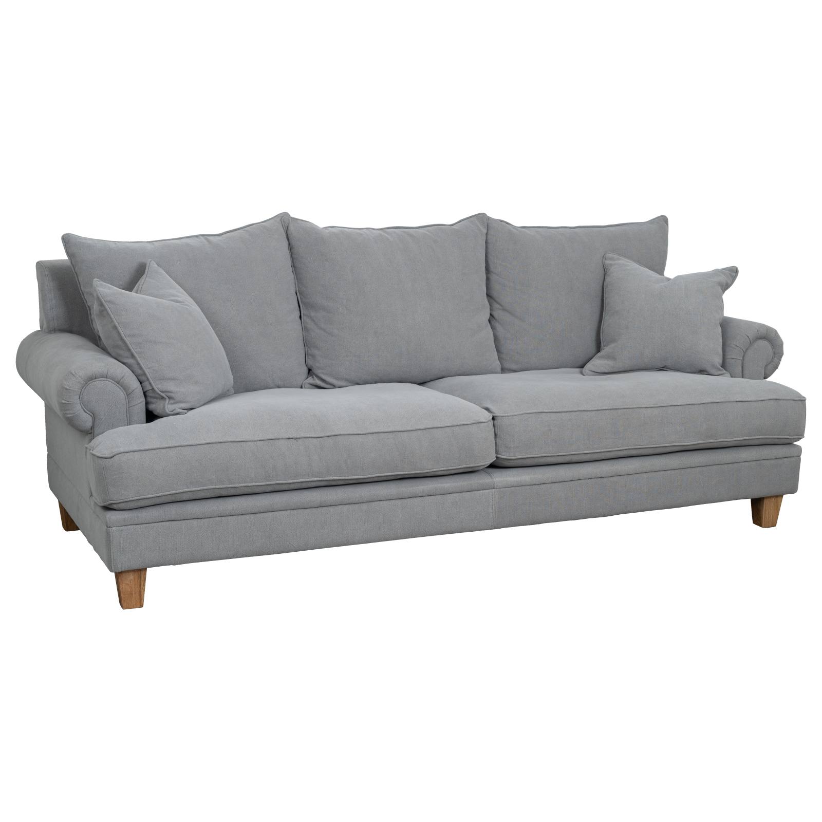Laura 3 Seater Fabric Sofa, Stone Grey