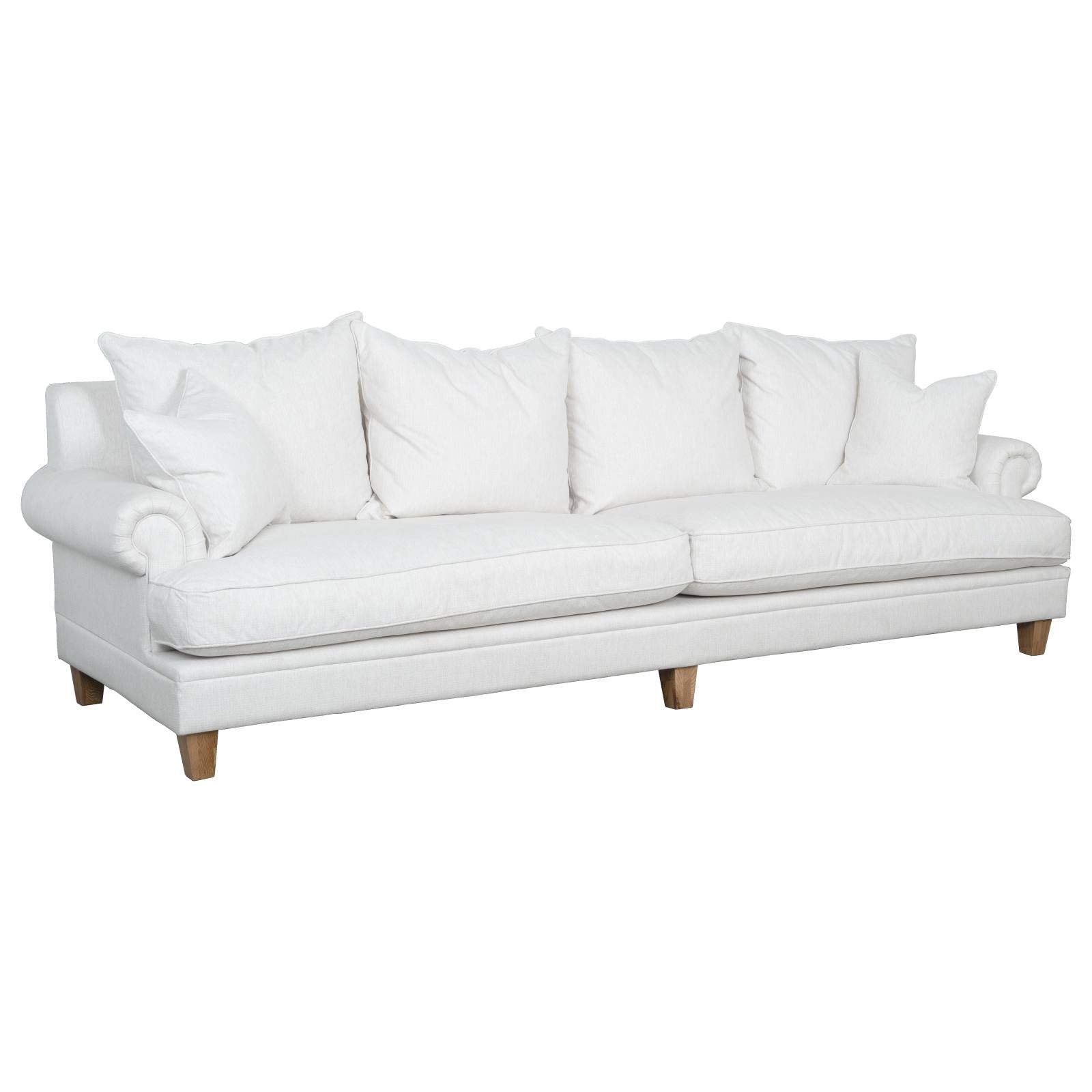 Laura 4 Seater Fabric Sofa, Pearl White