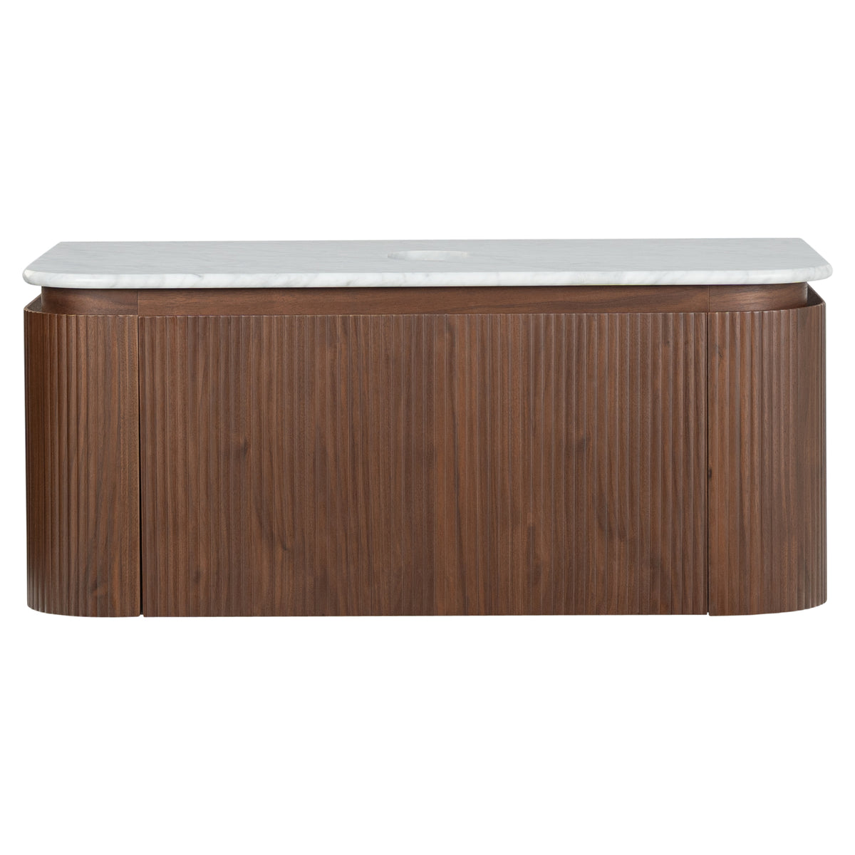 Solana 1000mm Carrara Marble Top Wall Hung Vanity, Walnut