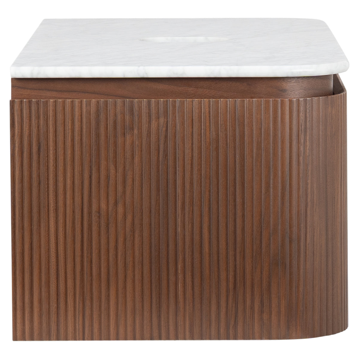 Solana 1000mm Carrara Marble Top Wall Hung Vanity, Walnut