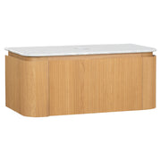 Solana 1000mm Carrara Marble Top Wall Hung Vanity, White Oak