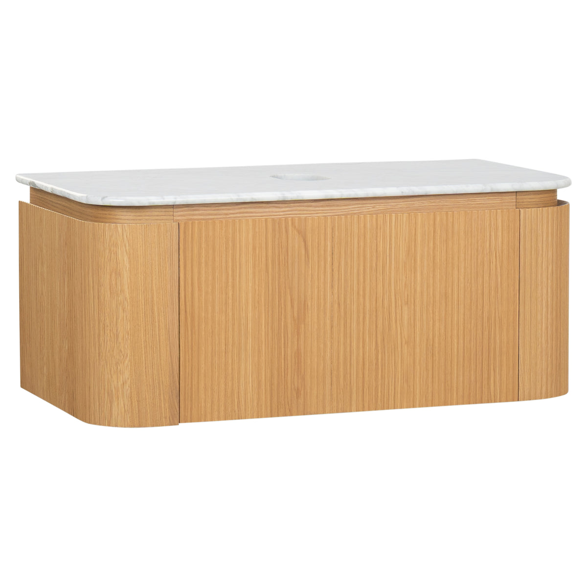 Solana 1000mm Carrara Marble Top Wall Hung Vanity, White Oak