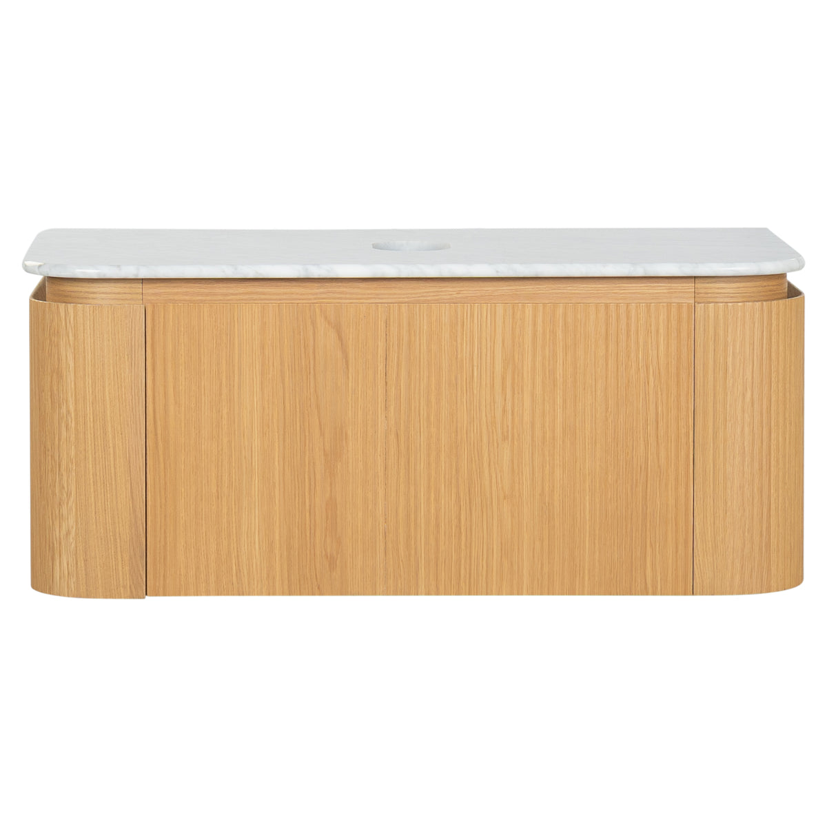 Solana 1000mm Carrara Marble Top Wall Hung Vanity, White Oak