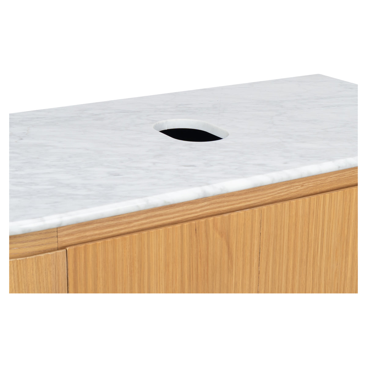 Solana 1000mm Carrara Marble Top Wall Hung Vanity, White Oak