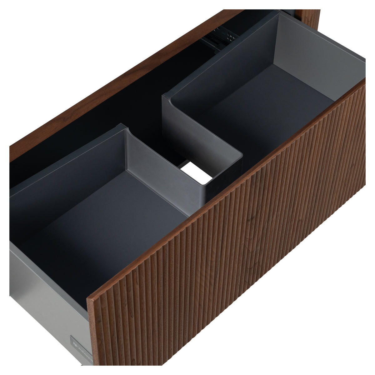 Solana 1200mm Carrara Marble Top Wall Hung Vanity, Walnut