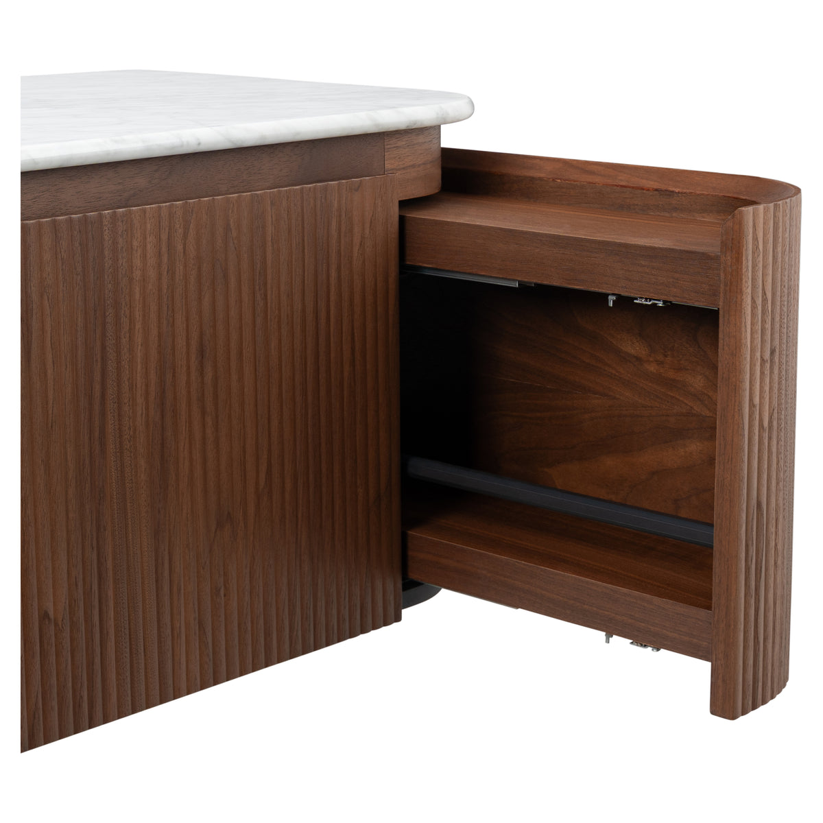 Solana 1200mm Carrara Marble Top Wall Hung Vanity, Walnut