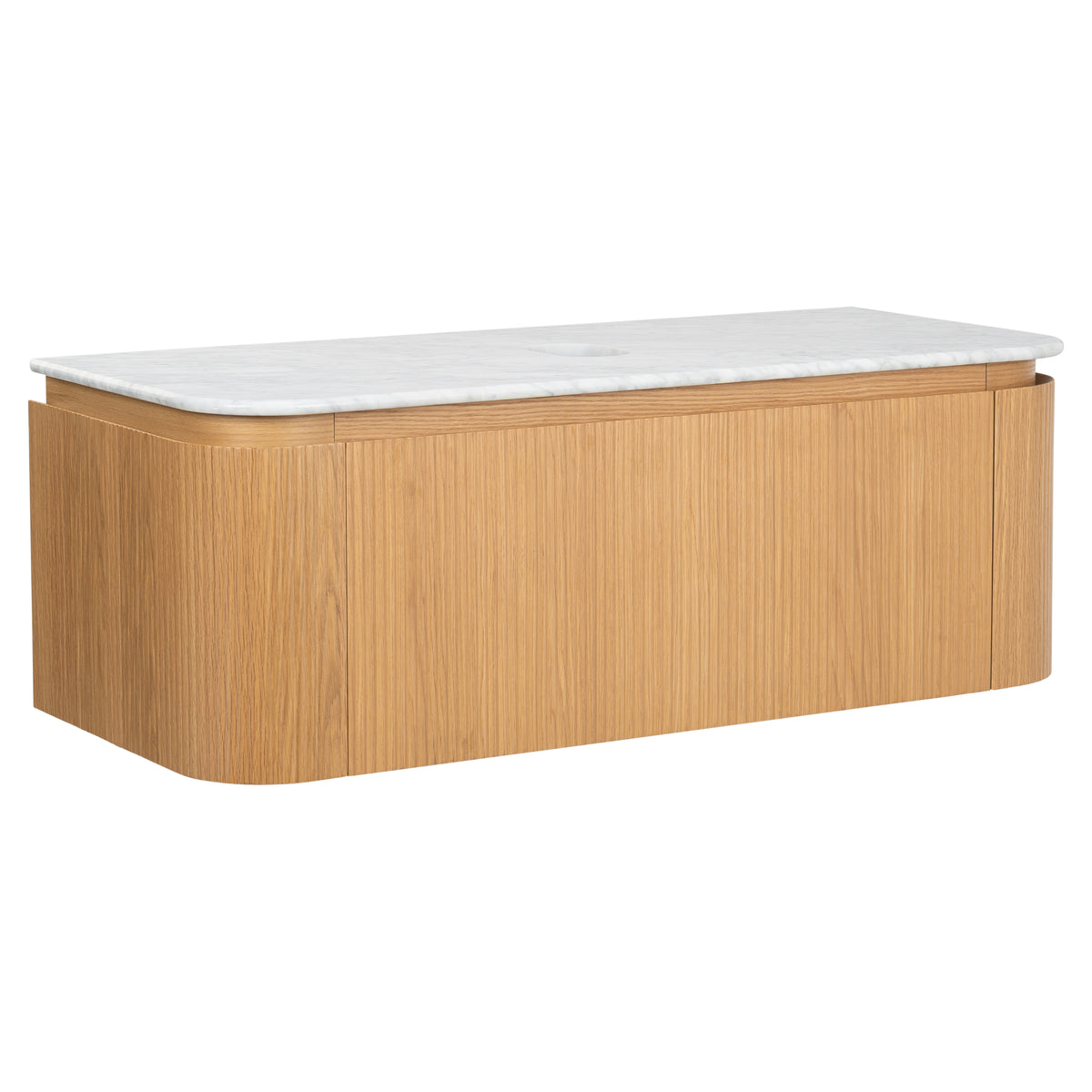 Solana 1200mm Carrara Marble Top Wall Hung Vanity, White Oak