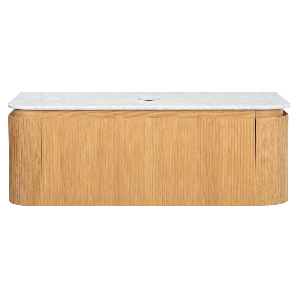 Solana 1200mm Carrara Marble Top Wall Hung Vanity, White Oak