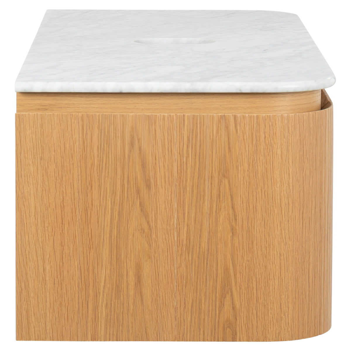 Solana 1200mm Carrara Marble Top Wall Hung Vanity, White Oak