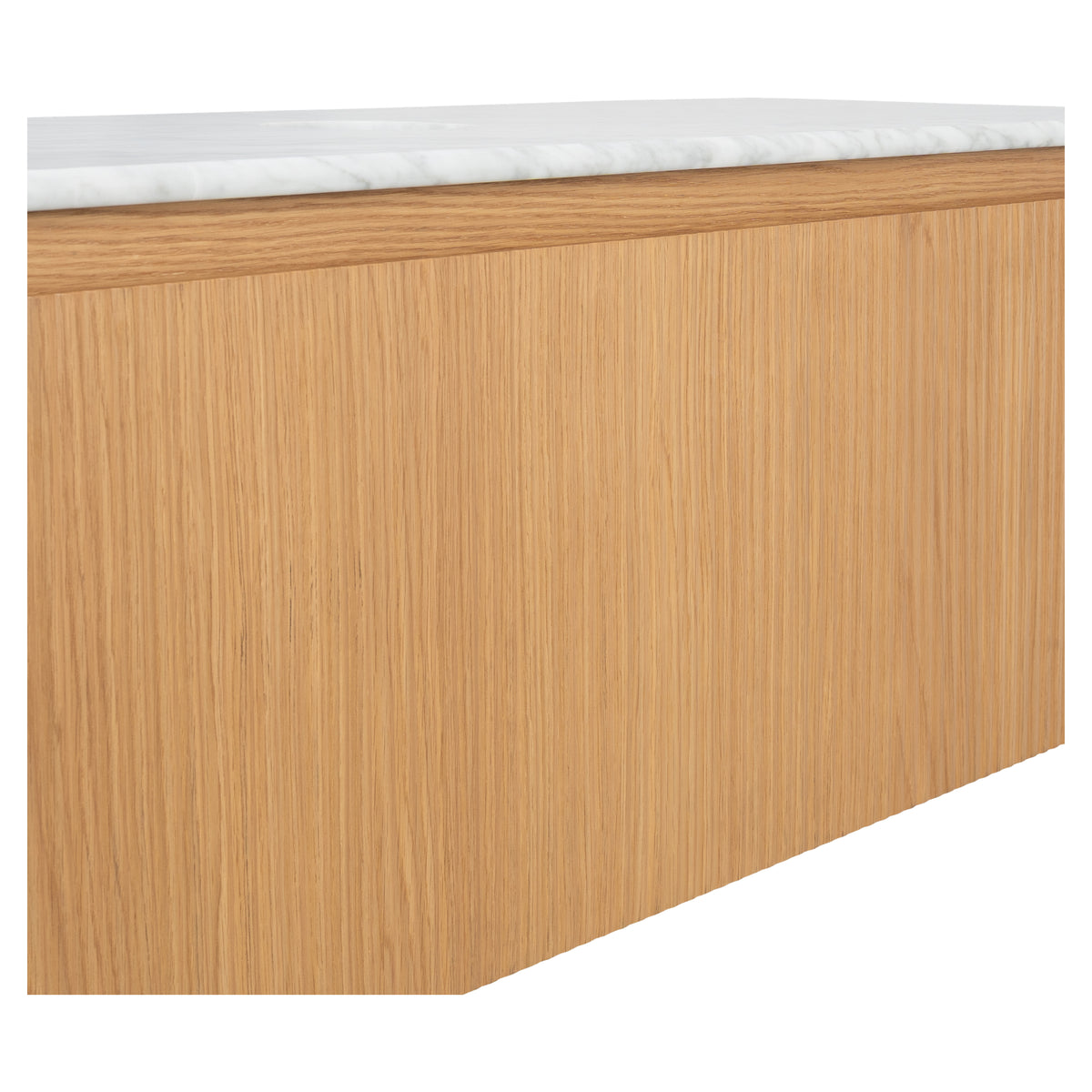 Solana 1200mm Carrara Marble Top Wall Hung Vanity, White Oak