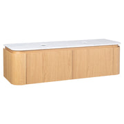 Solana 1500mm Carrara Marble Top Wall Hung Vanity, White Oak