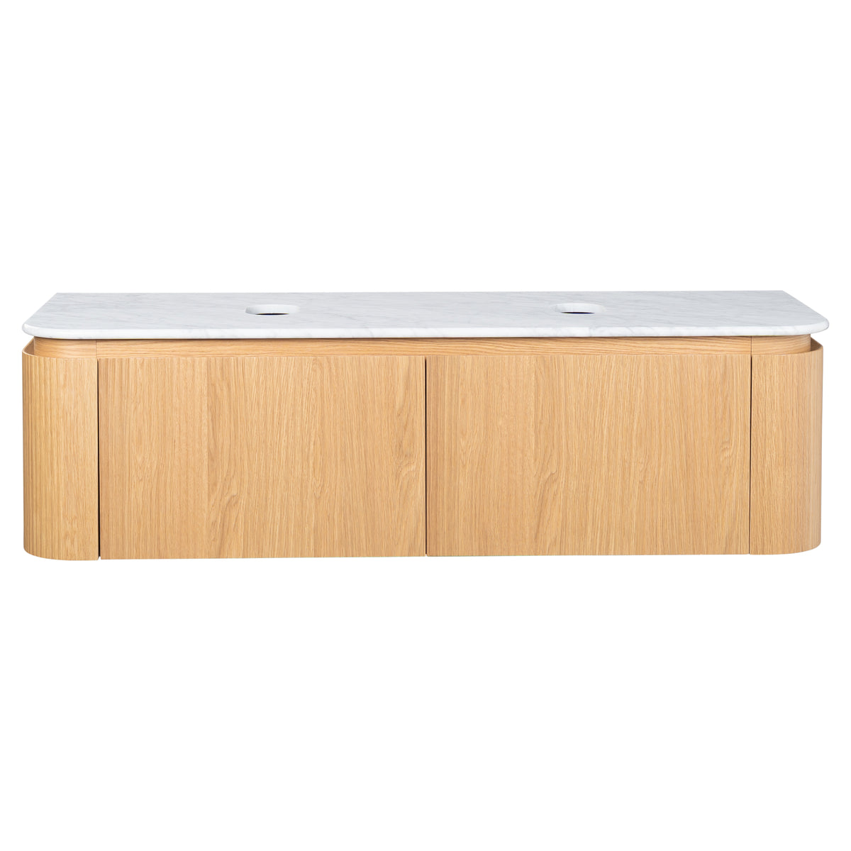 Solana 1500mm Carrara Marble Top Wall Hung Vanity, White Oak