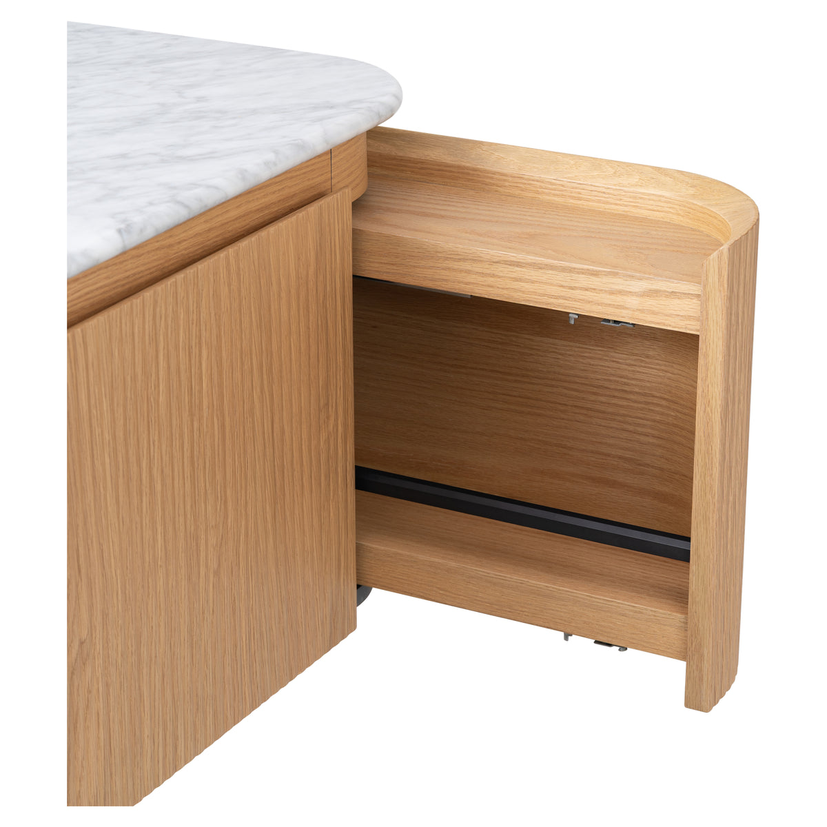 Solana 1500mm Carrara Marble Top Wall Hung Vanity, White Oak