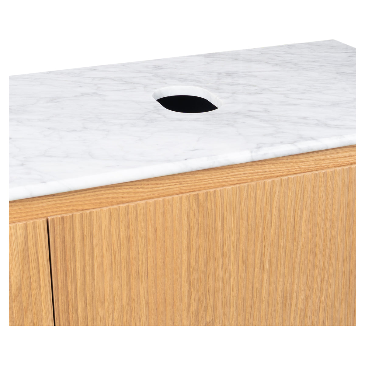 Solana 1500mm Carrara Marble Top Wall Hung Vanity, White Oak