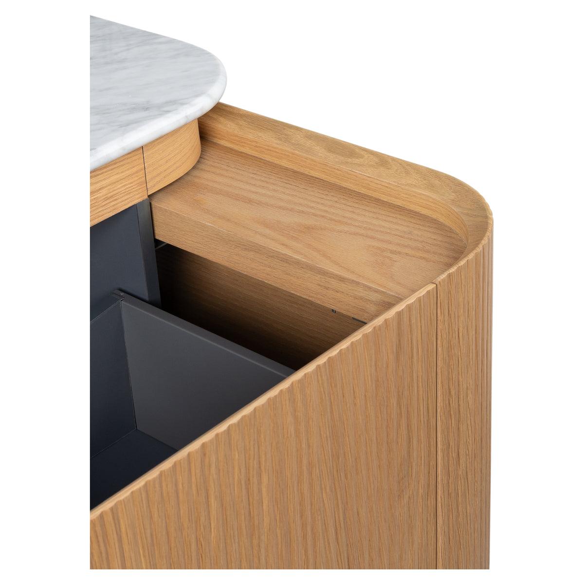 Solana 1500mm Carrara Marble Top Wall Hung Vanity, White Oak