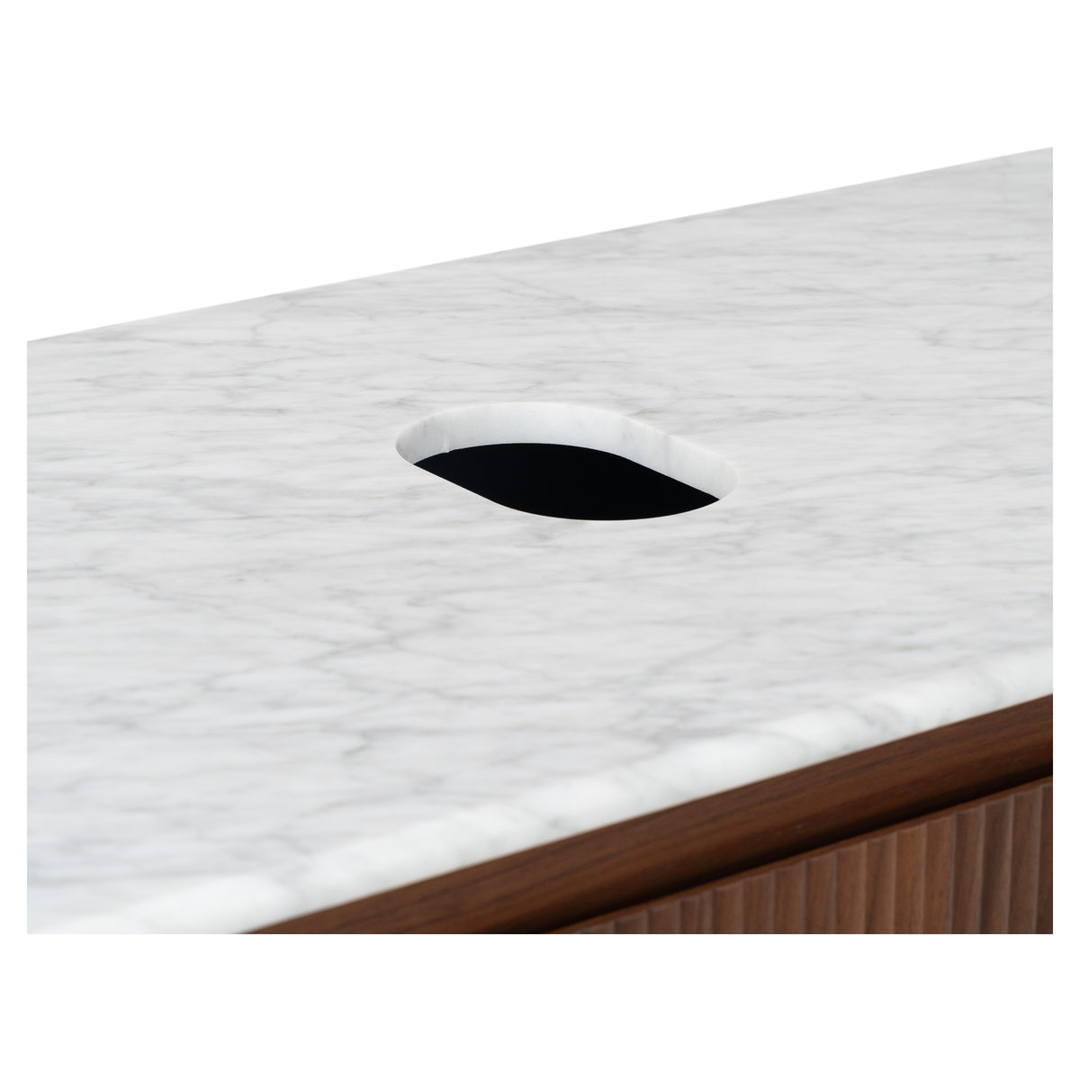 Solana 1800mm Carrara Marble Top Wall Hung Vanity, Walnut