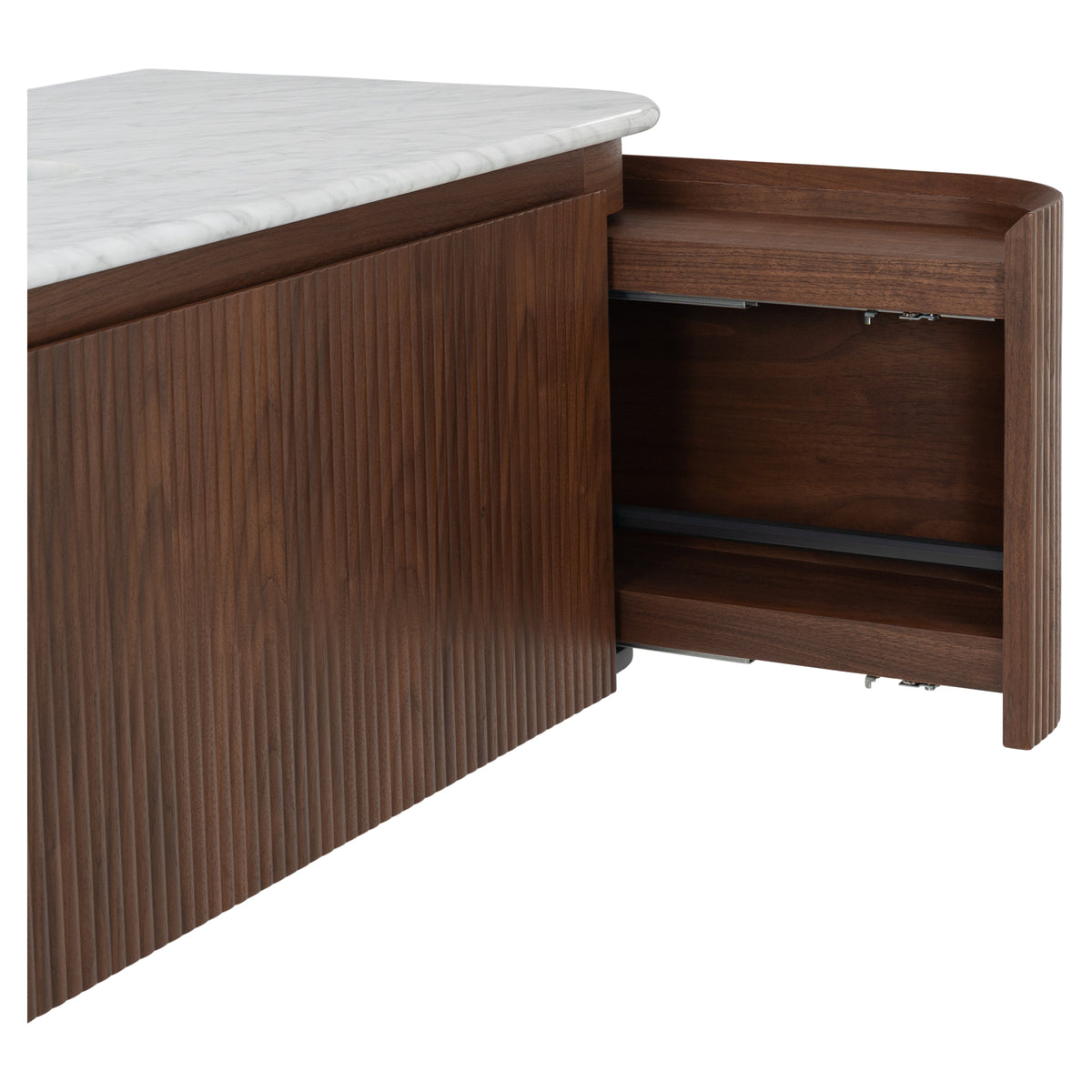 Solana 1800mm Carrara Marble Top Wall Hung Vanity, Walnut