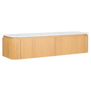 Solana 1800mm Carrara Marble Top Wall Hung Vanity, White Oak