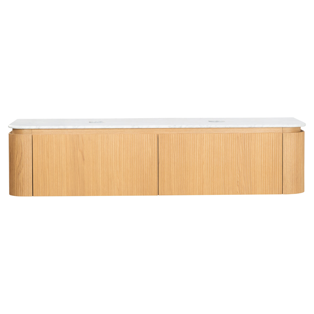 Solana 1800mm Carrara Marble Top Wall Hung Vanity, White Oak