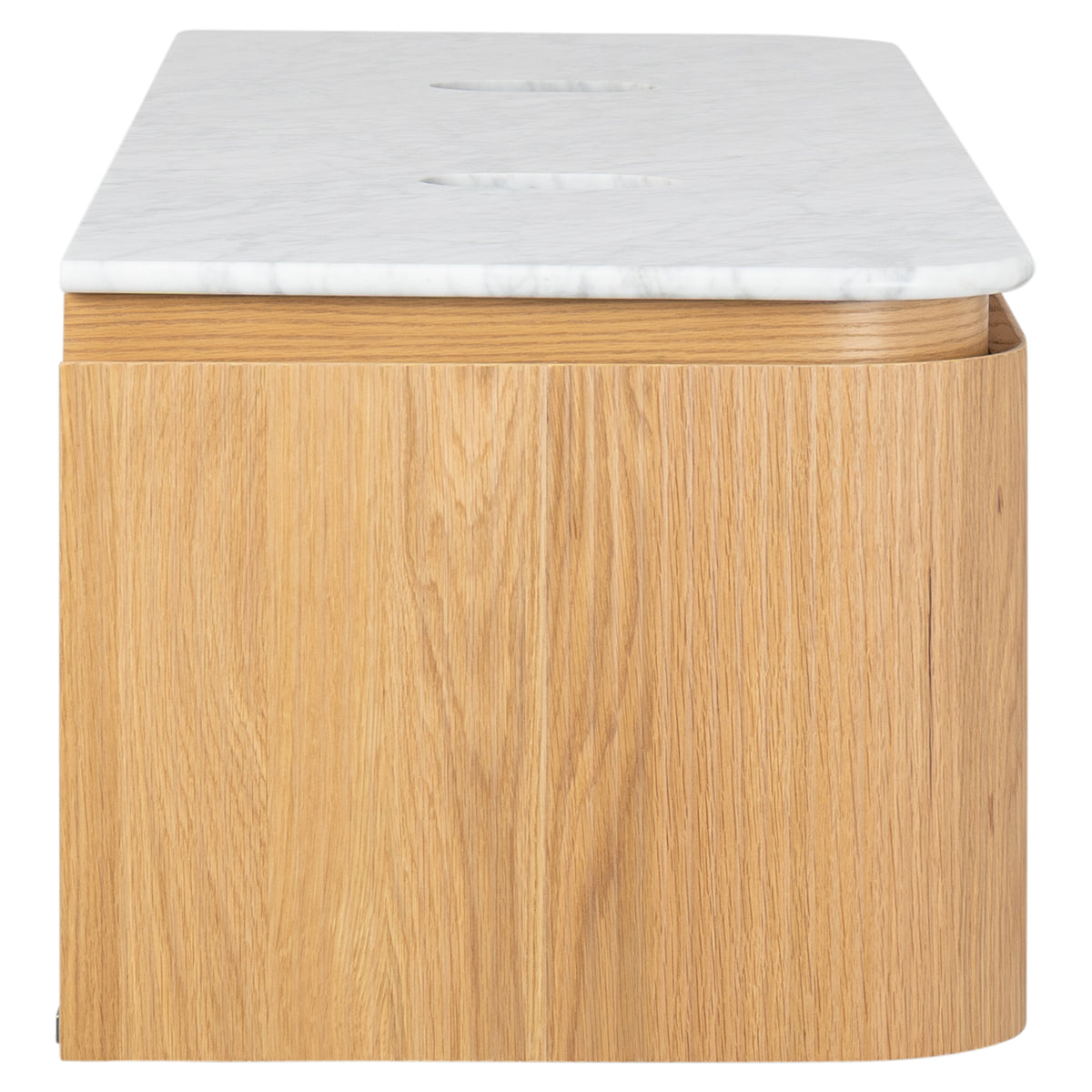 Solana 1800mm Carrara Marble Top Wall Hung Vanity, White Oak