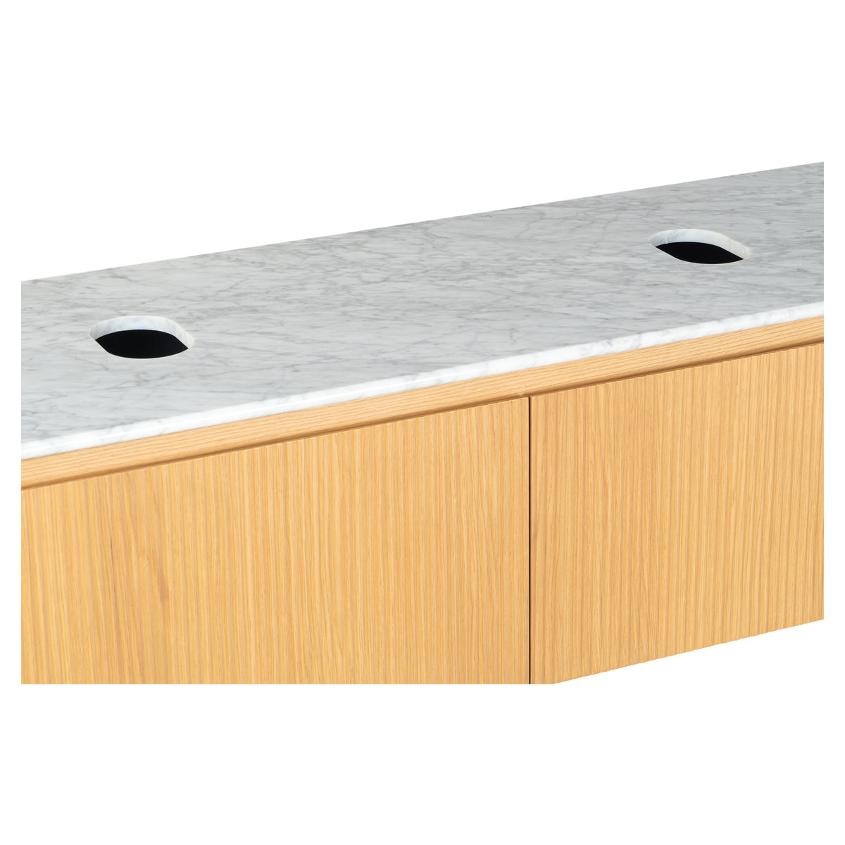 Solana 1800mm Carrara Marble Top Wall Hung Vanity, White Oak