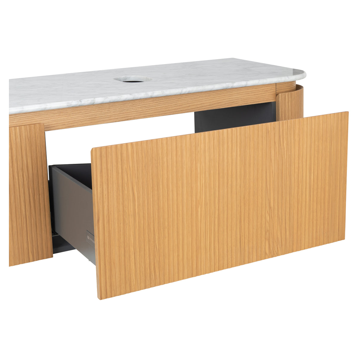 Solana 1800mm Carrara Marble Top Wall Hung Vanity, White Oak
