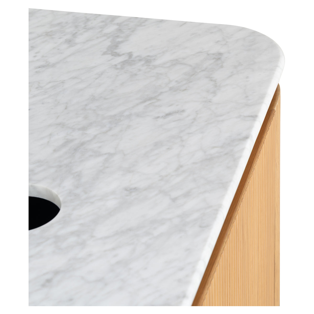 Solana 1800mm Carrara Marble Top Wall Hung Vanity, White Oak