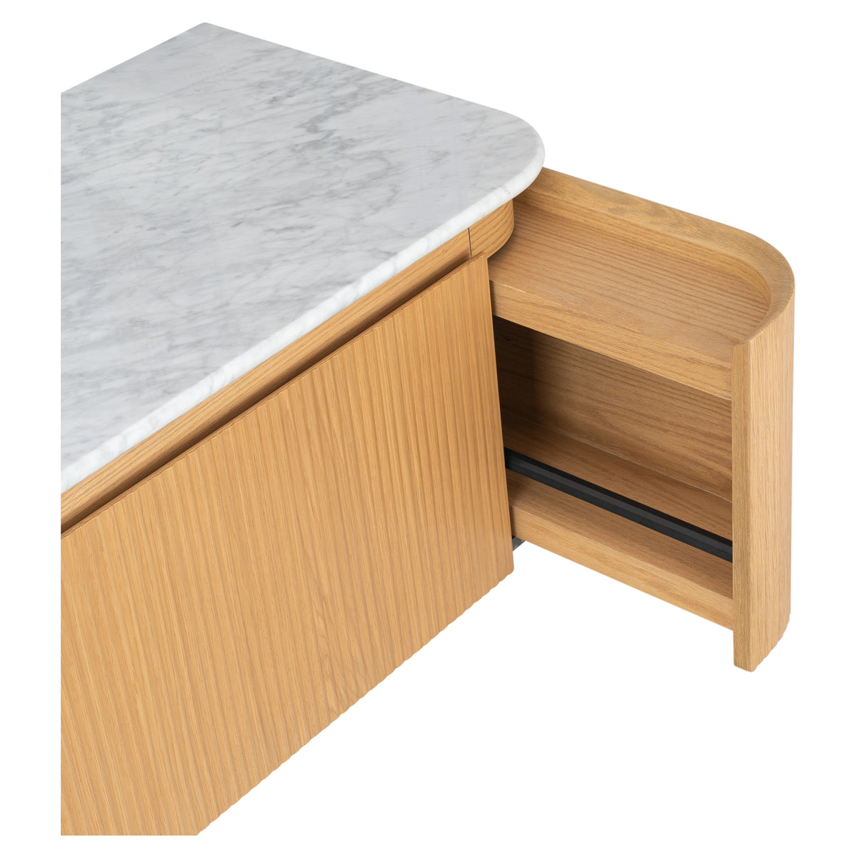 Solana 1800mm Carrara Marble Top Wall Hung Vanity, White Oak