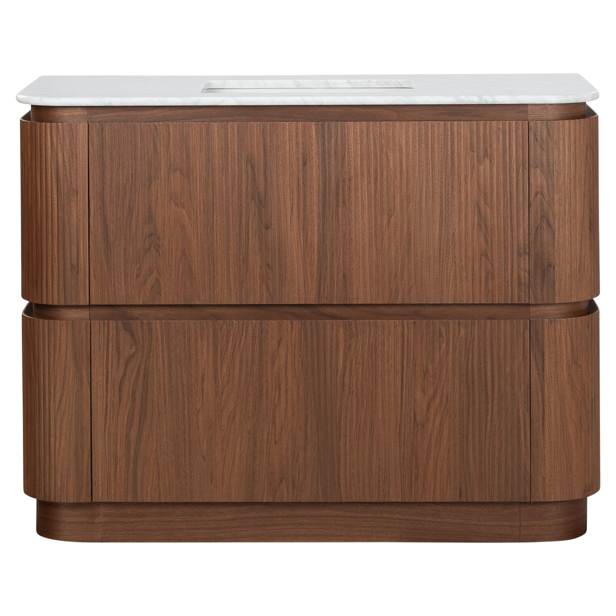 Solana 1200mm Carrara Marble Top Freestanding Vanity, Walnut