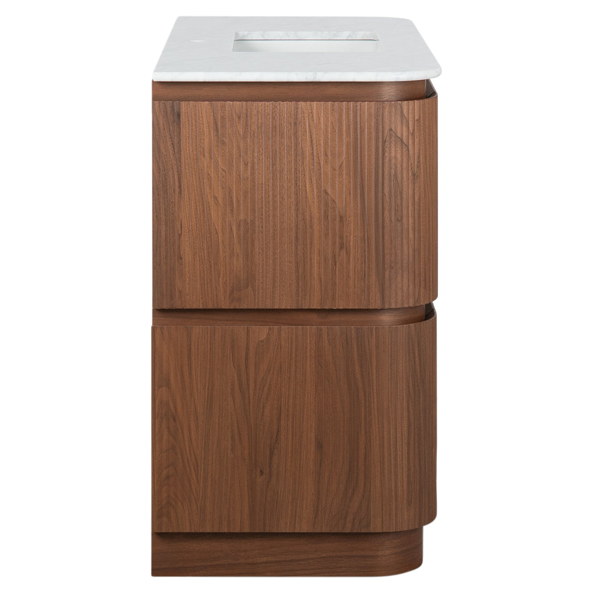 Solana 1200mm Carrara Marble Top Freestanding Vanity, Walnut