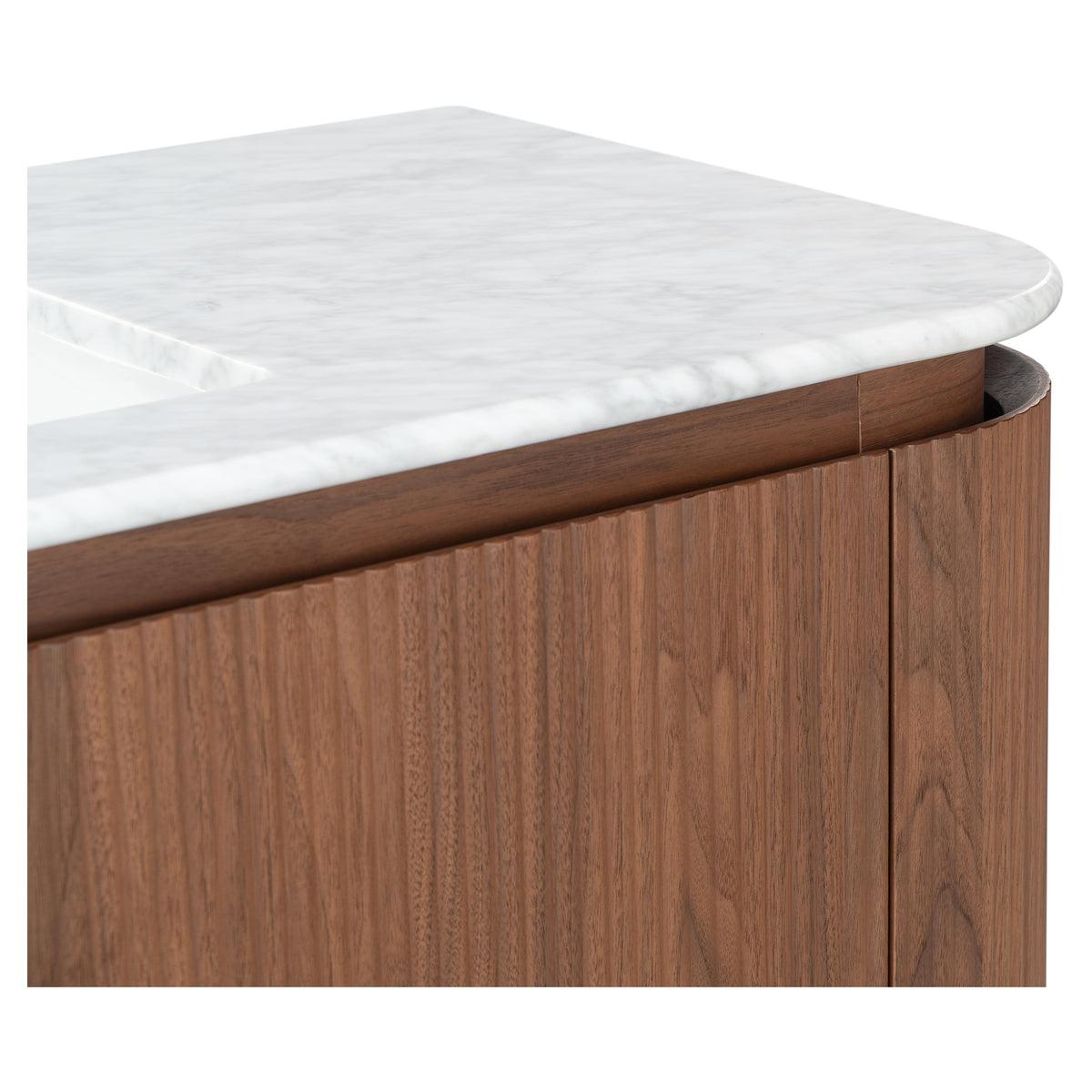 Solana 1200mm Carrara Marble Top Freestanding Vanity, Walnut