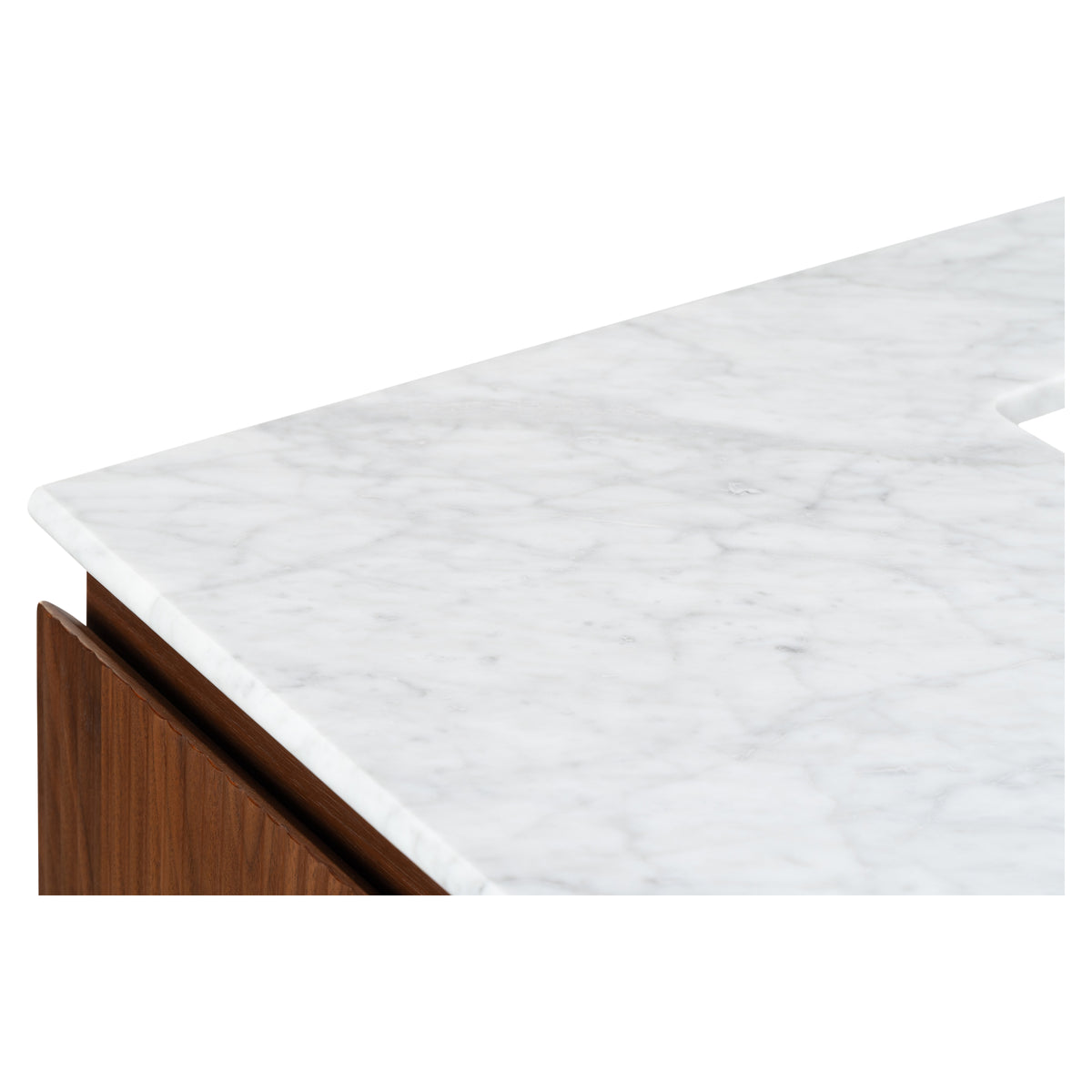 Solana 1200mm Carrara Marble Top Freestanding Vanity, Walnut