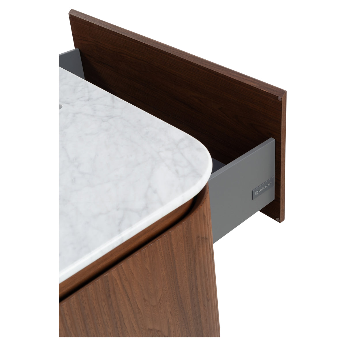 Solana 1200mm Carrara Marble Top Freestanding Vanity, Walnut