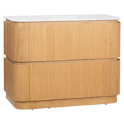 Solana 1200mm Carrara Marble Top Freestanding Vanity, White Oak