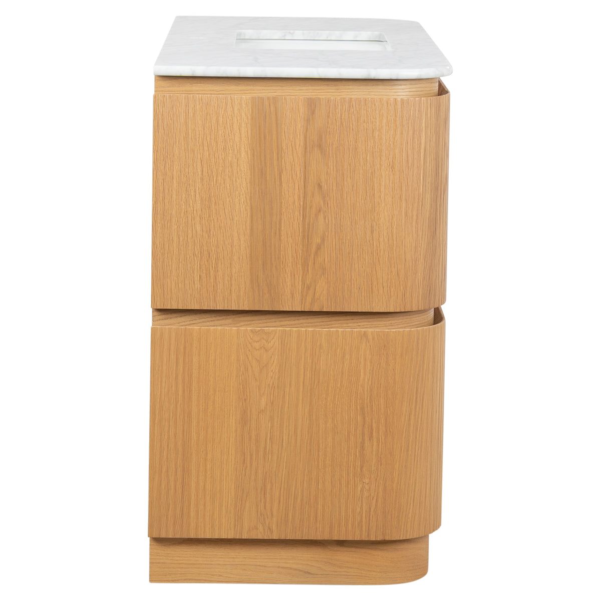 Solana 1200mm Carrara Marble Top Freestanding Vanity, White Oak